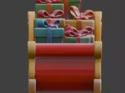 Stylized Santa Claus Sleigh 3D Model Low-poly 3D model purchase