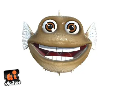 Toon Puffer Fish Low-poly 3D model