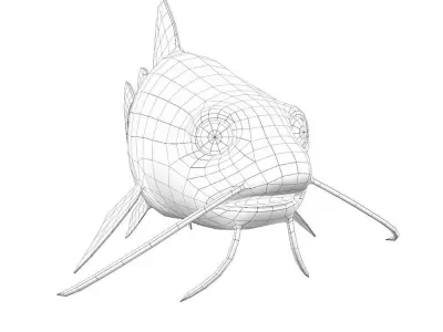 Red Tail Cat Fish Cartoon Animated Low-poly 3D model