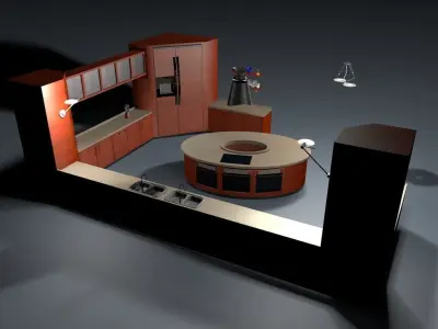 Kitchen with table and chairs Free 3D model