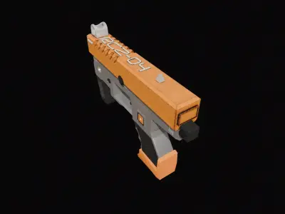 Futuristic Polymer SMG Pistol Game Ready 3D Model Low-poly 3D model