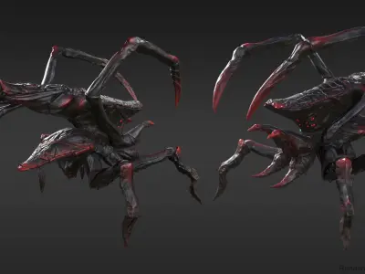 Arachnid group of spiders Low-poly 3D model