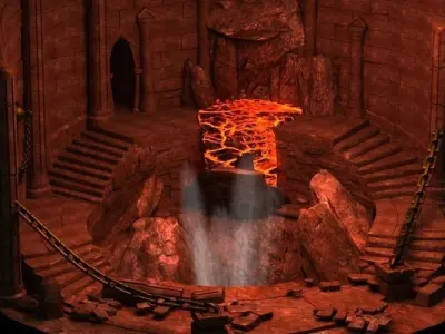 Cave entrance Cave underground hell Magmas Craters mountains 3D model