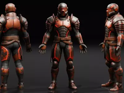 Sci-Fi Armored Soldier - Game Ready  Low-poly 3D model