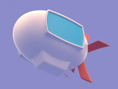 Cartoon Airship Low-poly 3D model