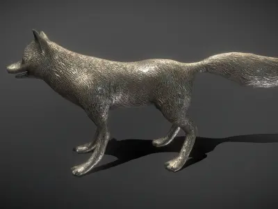 Fox Bronze Statue Low-poly 3D model