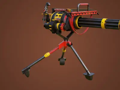  M134 Minigun Red Shark Skin All PBR Textures Included Low-poly 3D model