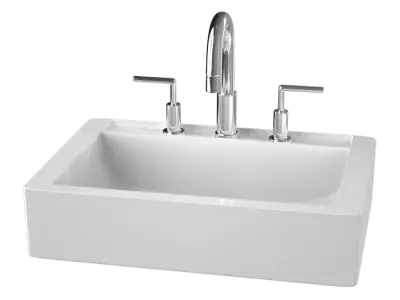  Above Counter Rectangle Bathroom Sink Model, White 
