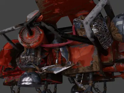 Old Rusty Sci-fi Aircraft 3D model