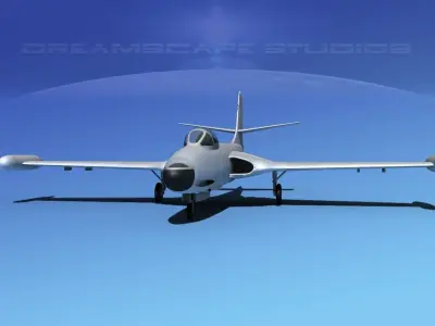 McDonnell F2H-2 Banshee Bare Metal 3D model