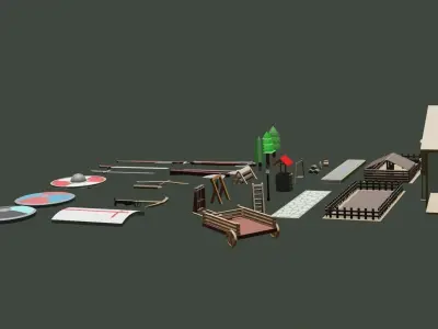 Medieval Town Pack Free low-poly 3D model