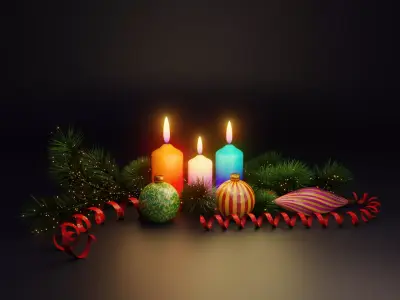 New year scene Free 3D model