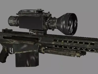 Barrett M82A1 Sniper Rifle Modified Low-poly 3D Model Low-poly 3D model