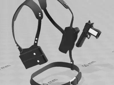 Leather Holster Shoulder Harness 3D model
