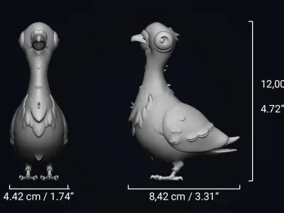 Pigeon - Stylized Bird - 3d printable model 3D print model