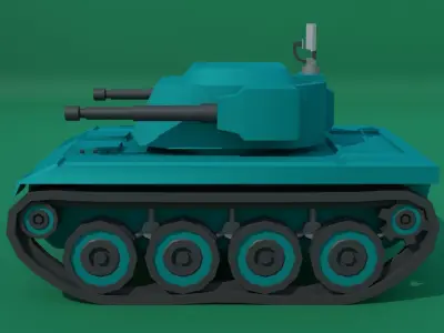 Simple Stylized Self-propelled anti-aircraft Low-poly 3D model