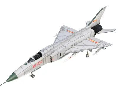 PBR PLAAF J-8II Fighter Shenyang J-8F Finback Low-poly 3D model