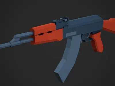 Stylized AK-47 Low Poly Mobile Ready Low-poly 3D model