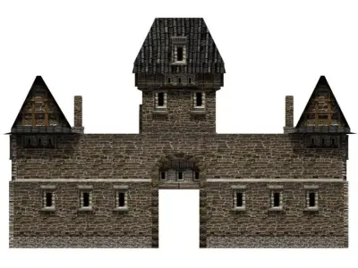 Stone Barracks Low-poly 3D model