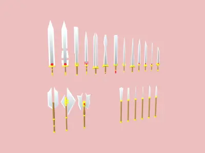 Low-Poly Melee Weapons Pack Low-poly 3D model