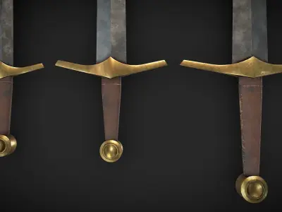 Dagger  Short sword and Longsword Low-poly 3D model