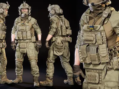 AAA MODULAR SOLDIER PACK Low-poly 3D model