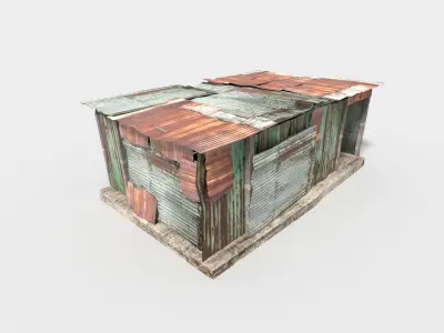 metal plates hut Low-poly 3D model