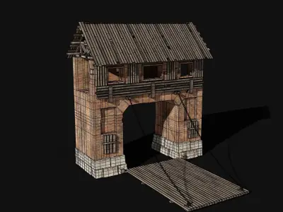 CASTLE MEDIEVAL WATCH TOWER WALLS WALL BUILDER COLLECTION AAA Low-poly 3D model