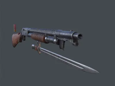3DRT - Modern Firearms Animated - Winchester m1897 Low-poly 3D model