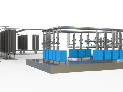 Industrial boiler room 3D model