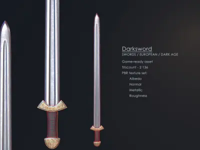 Darksword 11th Century Viking Sword Low-poly 3D model