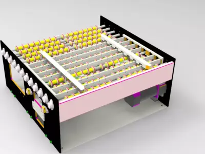Assembly line for positioning mechanism 3D model