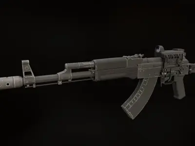 AK-47M ak - rifle Low-poly 3D model