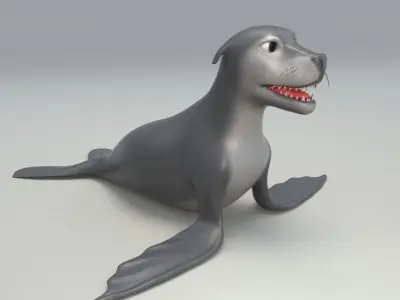 cartoon sea lion Low-poly 3D model