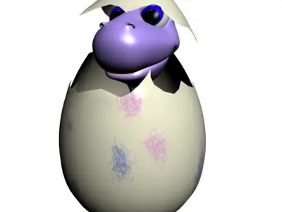 Baby dino cartoon RIGGED Low-poly 3D model