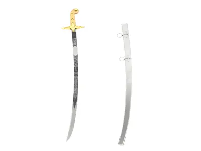 Scimitar japanese samurai sword Low-poly 3D model