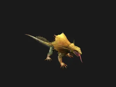 Animated Frill-Necked Lizard Low-poly 3D model