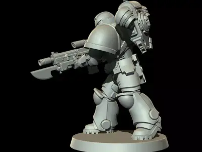 Sci-Fi Heavy Trooper STL Modular Power Armor 32mm Miniature V4 3D print model