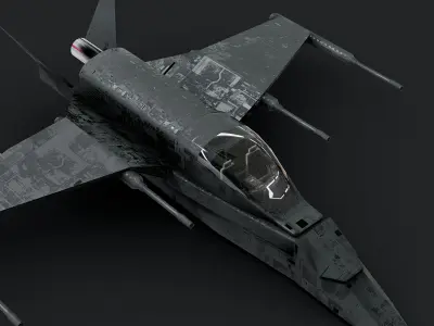 Futuristic Sci-Fi Air Force Airplane Space Ship Low-poly 3D model