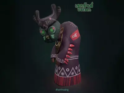 character design is based on Thai ghost bird Low-poly 3D model