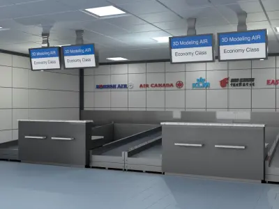 check-in counter Low-poly 3D model