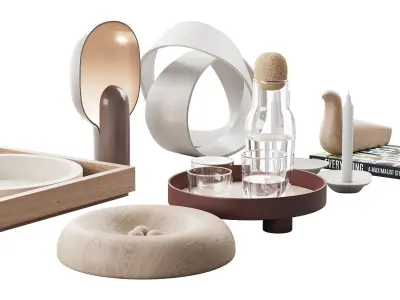 Living contemporary nature accessories decor set  3D model