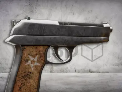 Stylized Vintage Handgun  Game Ready Pistol 3D Model Low-poly 3D model