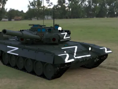 High-Quality T90A Main Battle Tank with Iconic Z Marking Low-poly 3D model