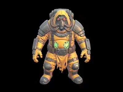 Low Poly Stylized Hazmat Zombie - PBR Low-poly 3D model