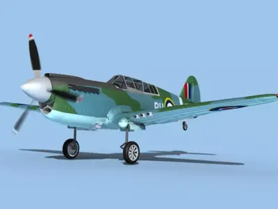 Curtiss P-40N Tomahawk V02 RAF 3D model