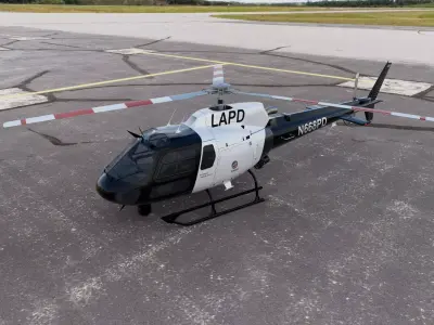 Helicopter Police LAPD Eurocopter AS350 Ecureuil II 3D model