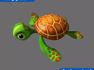 Cartoon Turtle Rigged 3D model