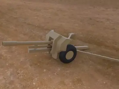 AT GUN Low-poly 3D model