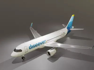 Discover airlines airbus a320-214 low poly 3D Model Low-poly 3D model